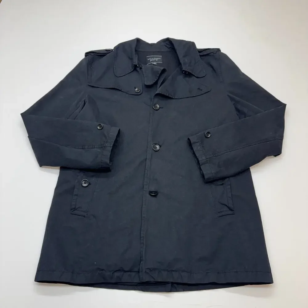 Mens Banana Republic Dark Navy Trench Coat Rain Garment Dye Preppy Large